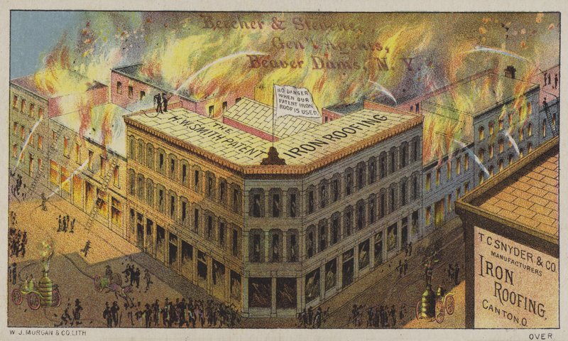 Jernsikre bygninger til at modstå ild (chromolitho) af American School