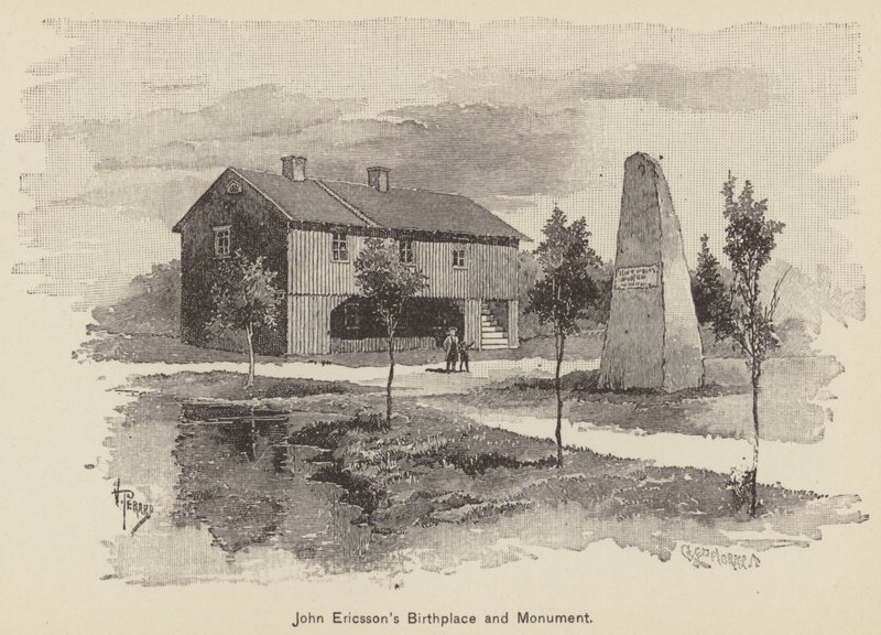 John Ericssons fødested og monument (gravering) af American School