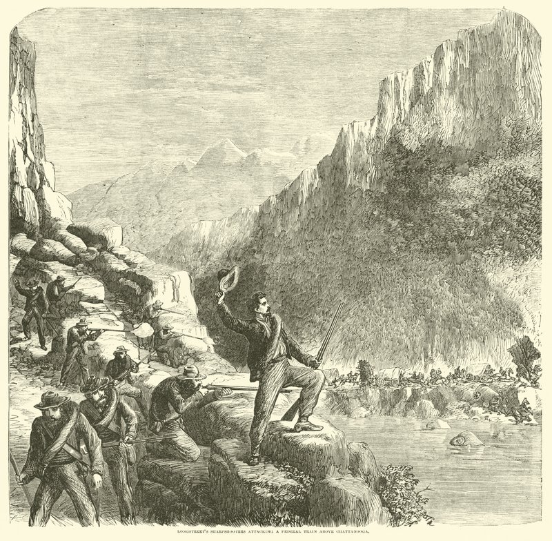 Longstreets skarpretter angriber et føderalt tog over Chattanooga, oktober 1863 af American School