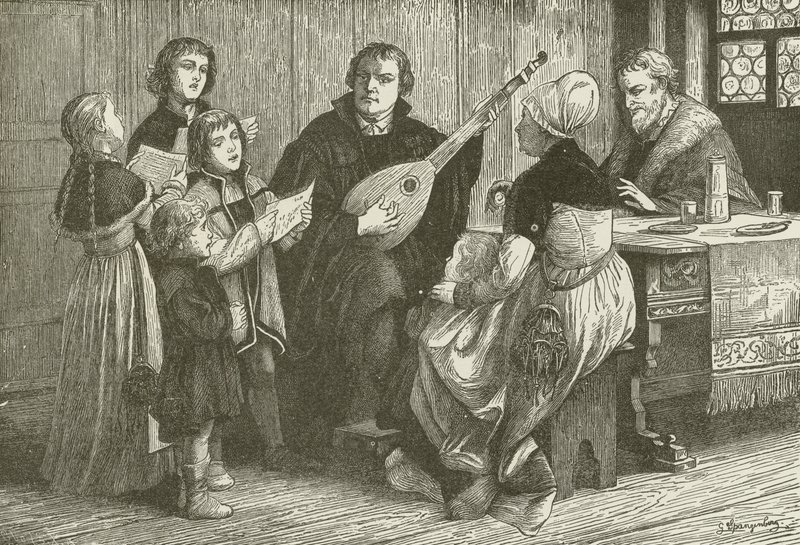 Luther midt i sin familie af American School