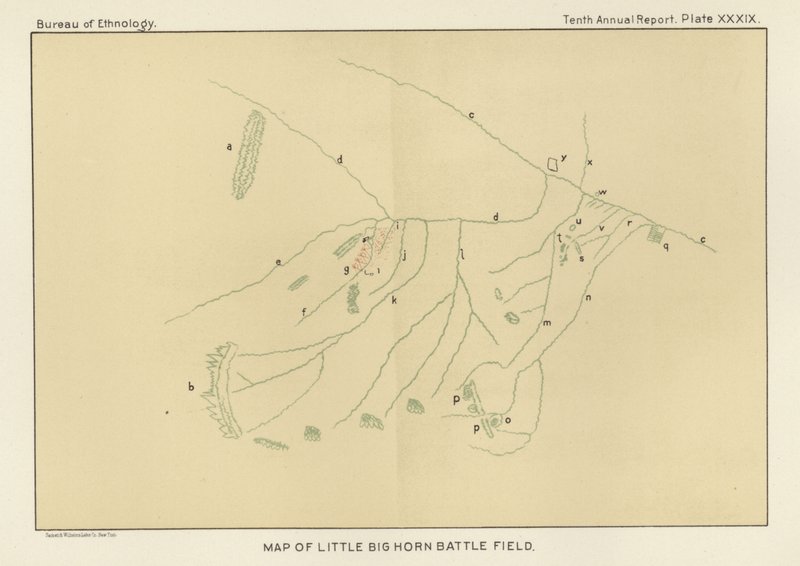 Kort over Little Bighorn Battlefield af American School