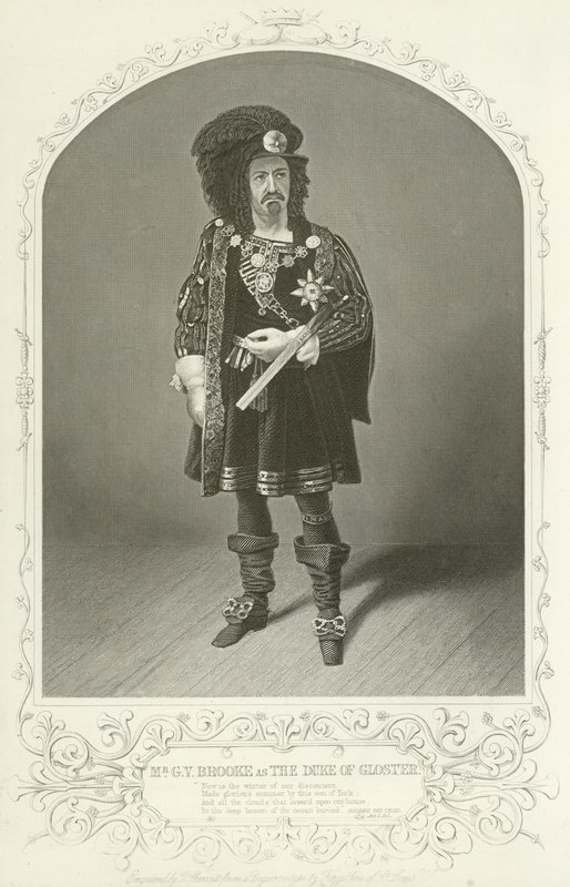 Mr G V Brooke som hertugen af Gloucester, Richard den tredje, 1. akt, scene I af American School