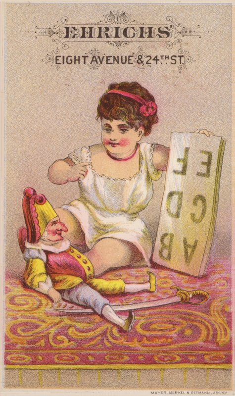 Mr Punch med alfabet og ung pige af American School