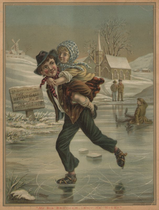 Min storebror, er han ikke sød? (farve litho) af American School