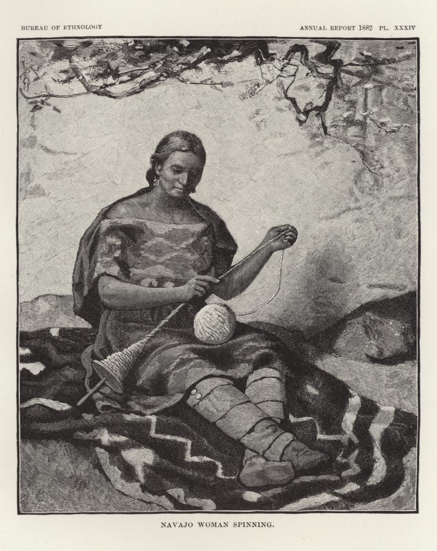 Navajo kvinde spinning af American School
