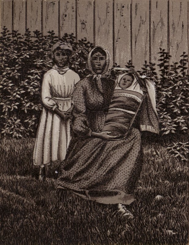 Niagara Falls: Indisk familie (litho) af American School