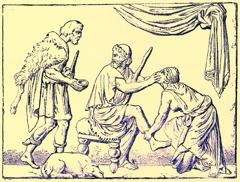 Odysseus genkendt af sin sygeplejerske, illustration fra History of Greece af Victor Duruy, udgivet 1890 (digitalt forbedret billede) af American School