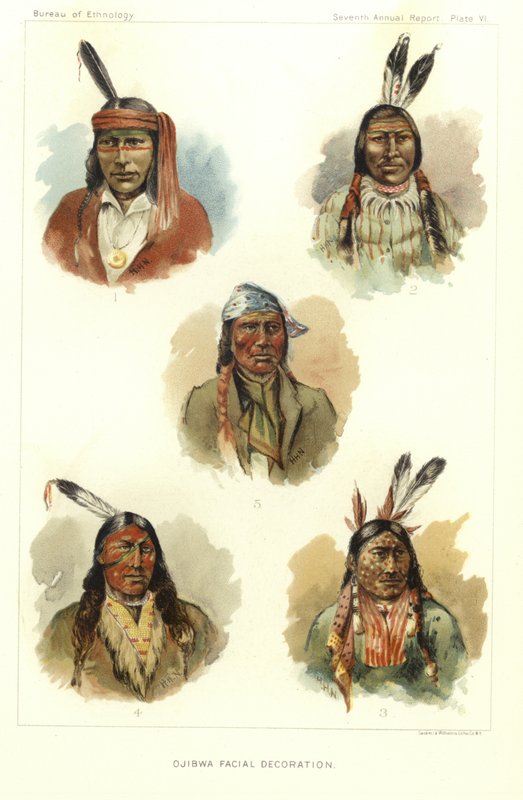 Ojibwa ansigtsdekoration af American School
