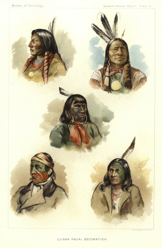 Ojibwa ansigtsdekoration af American School