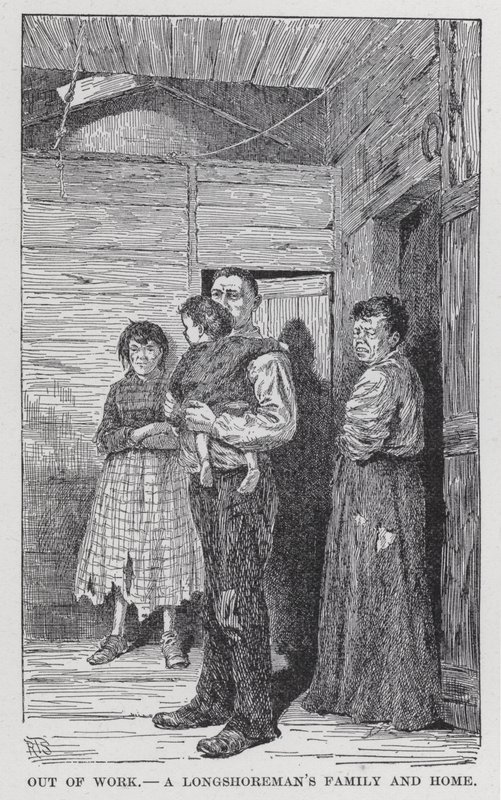 Ude af arbejde, en langstrandmands familie og hjem (litho) af American School