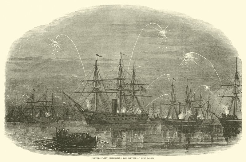 Portørers flåde fejrer erobringen af Fort Fisher, januar 1865 af American School