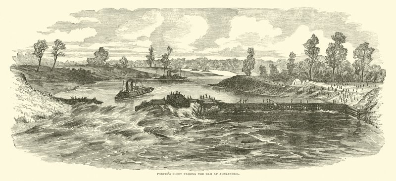 Portørers flåde passerer dæmningen ved Alexandria, maj 1864 af American School