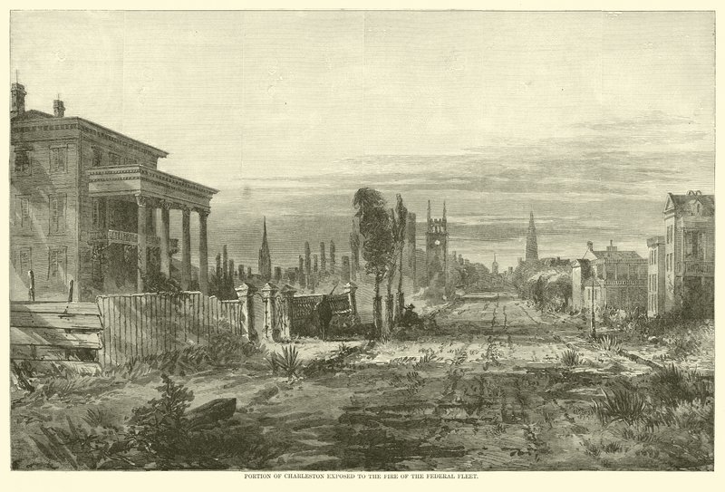 Del af Charleston udsat for ilden fra den føderale flåde, august 1863 af American School