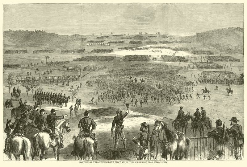 Den konfødererede hærs stilling, da overgivelsen blev annonceret, april 1865 af American School