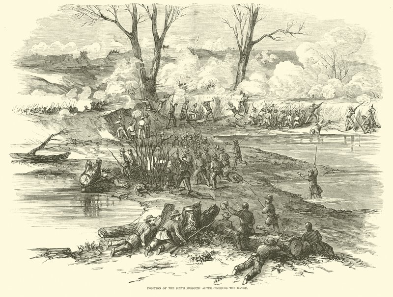 Stillingen af det sjette Missouri efter at have krydset Bayou, december 1862 af American School