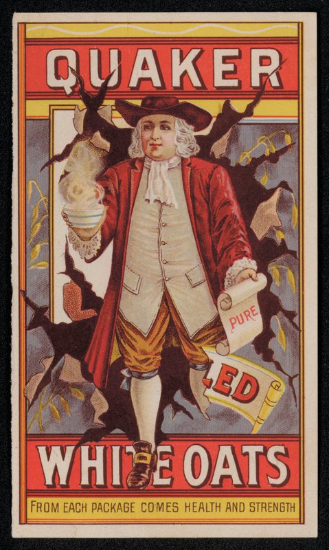 Quaker Oats, reklame slutningen af det 19. eller begyndelsen af det 20. århundrede (chromolitho) af American School
