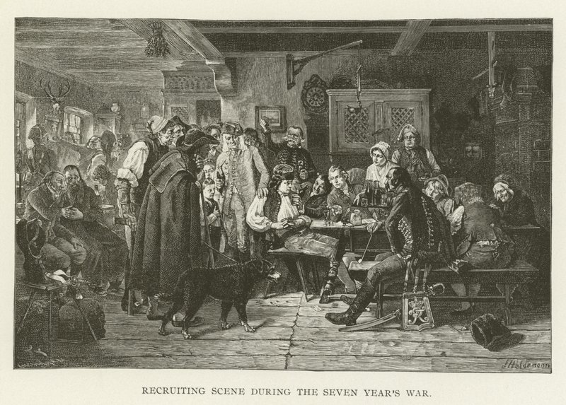 Rekrutteringsscene under Syvårskrigen af American School