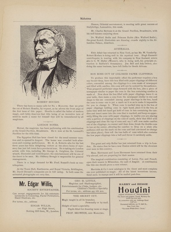Robert Houdin, Annoncer af American School
