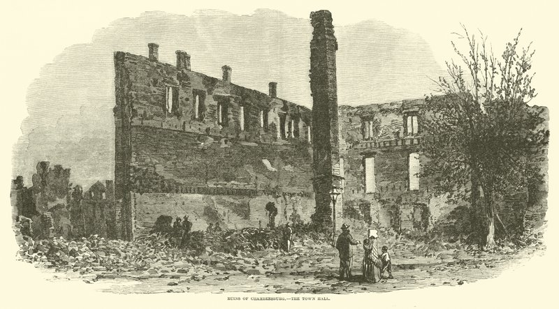 Ruinerne af Chambersburg, rådhuset, september 1864 af American School