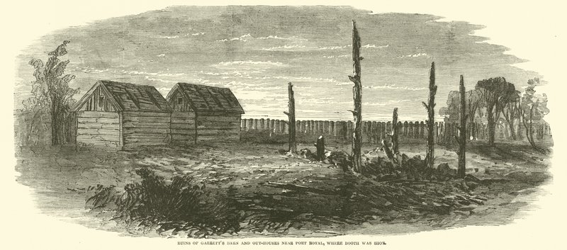 Ruinerne af Garretts Barn and Out-houses nær Port Royal, hvor Booth blev skudt, april 1865 af American School