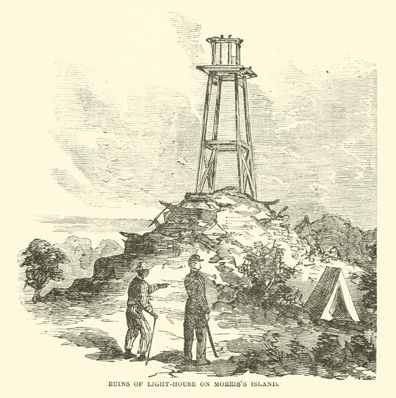 Ruiner af fyrtårn på Morris Island, juli 1863 af American School