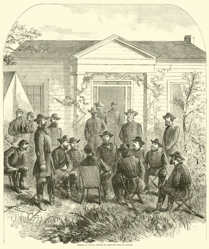 Sherman i Rådet beslutter at rejse belejringen af Atlanta, juli 1864 af American School