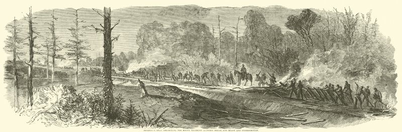 Shermans hær ødelægger Macon Railroad mellem Rough and Ready og Jonesborough, august 1864 af American School