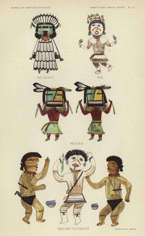 Sio Calako, Woe, Helilulu, Woe og Tcutckutu (farvelitografi) af American School
