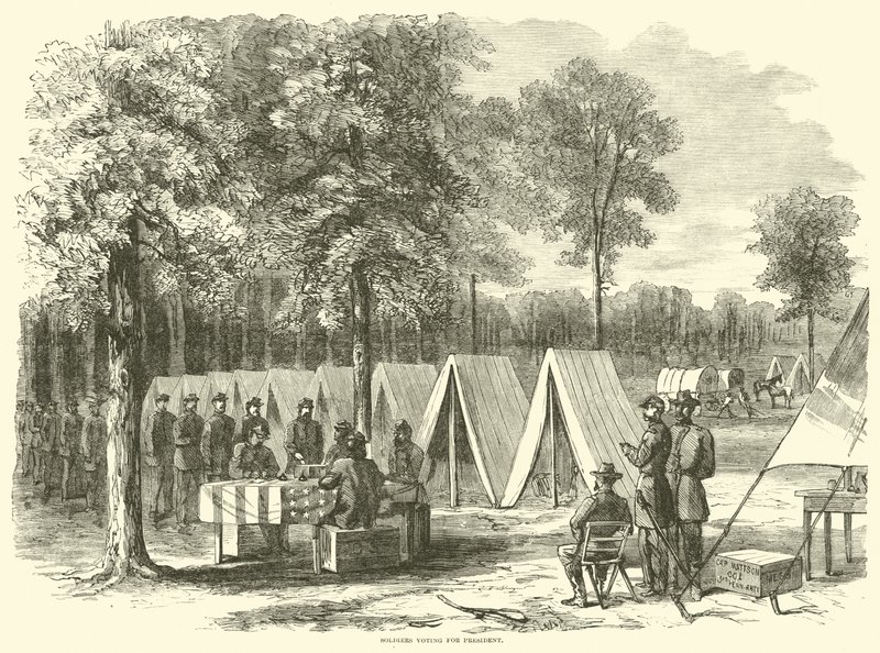 Soldater, der stemmer til præsident, september 1864 af American School