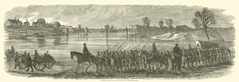 Sumners Grand Division krydser Rappahannock, december 1862 af American School