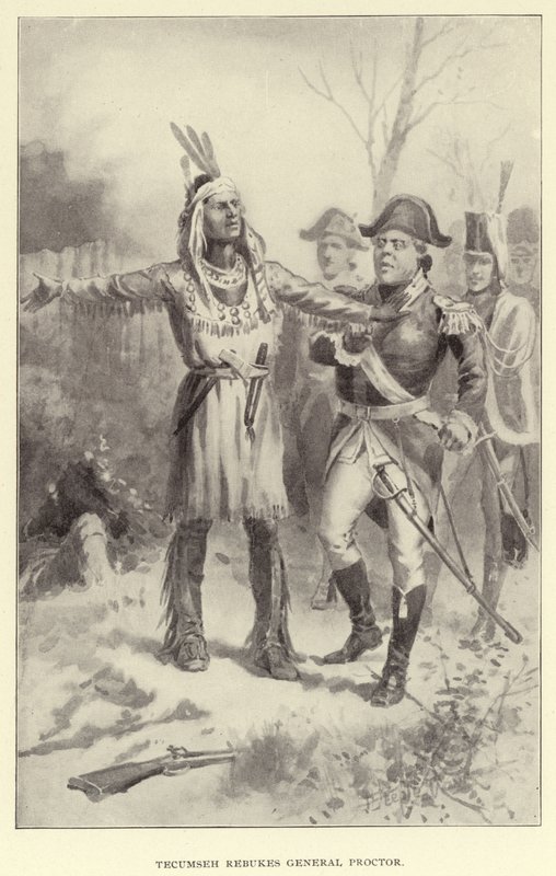 Tecumesh irettesætter general Proctor (litografi) af American School