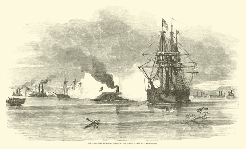 Arkansas løber gennem Unionsflåden ud for Vicksburg, juli 1862 af American School