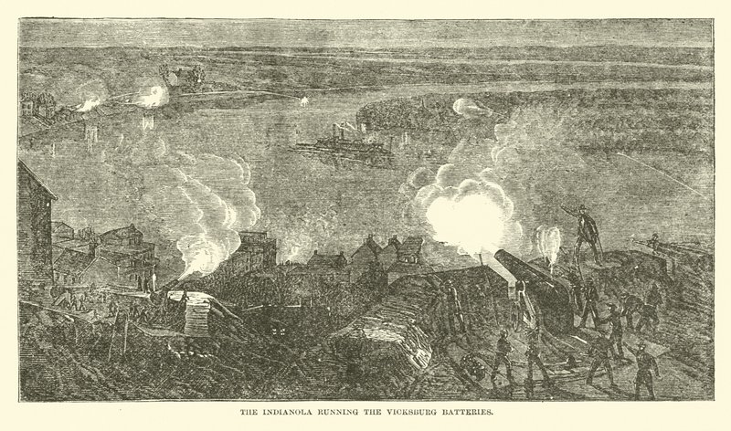 Indianola, der kører Vicksburg Batteries, februar 1863 af American School
