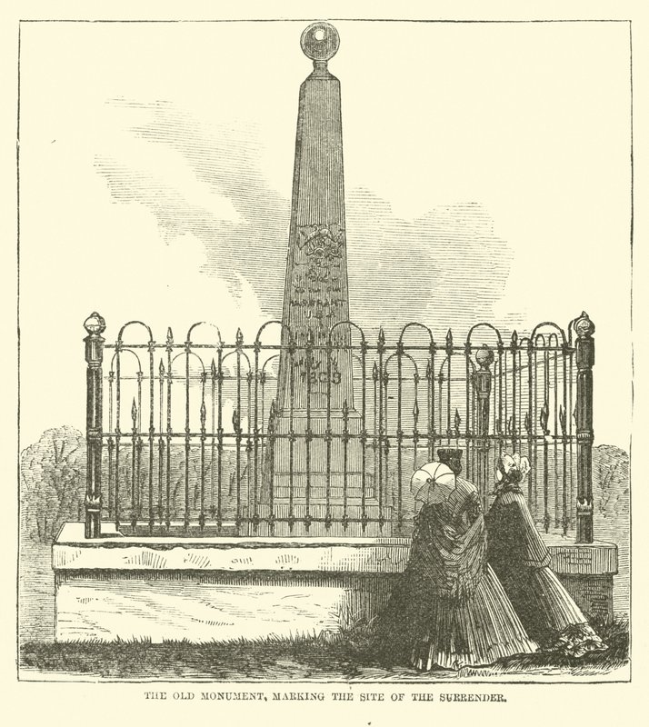 Det gamle monument, der markerer stedet for overgivelsen, juli 1863 af American School