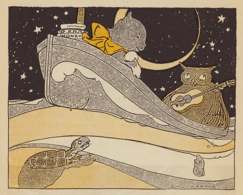 Uglen og Pussycat (farve litho) af American School