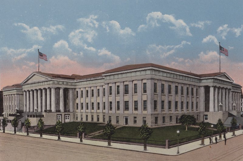 Patentkontoret, Washington DC (farvelitografi) af American School