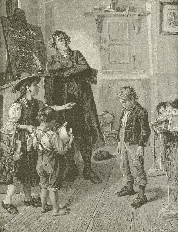 Den hensynsløse elev, fra maleriet af W Schutze af American School