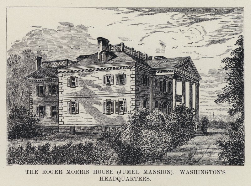 Roger Morris House, Jumel Mansion, Washingtons hovedkvarter (litho) af American School