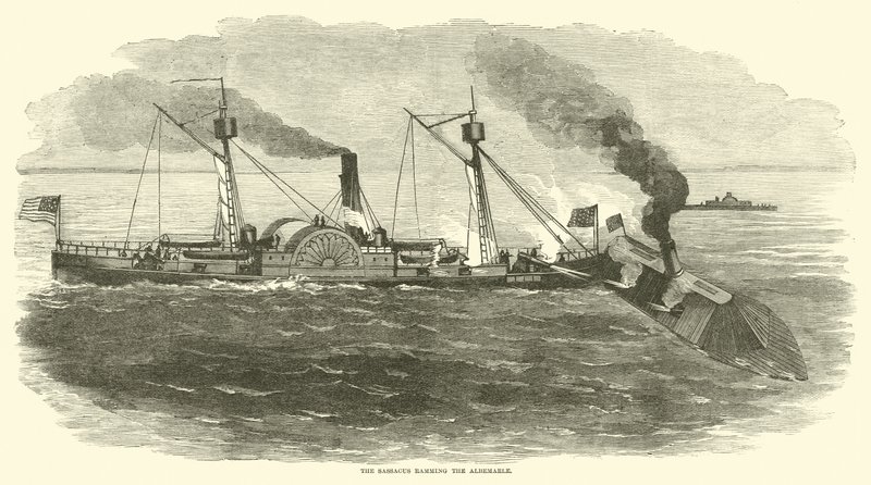 Sassacus ramte Albemarle, oktober 1864 af American School