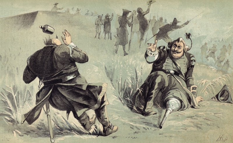 Den forrygende kamp mellem general Risingh og Peter Stuyvesant før Fort Christina af American School