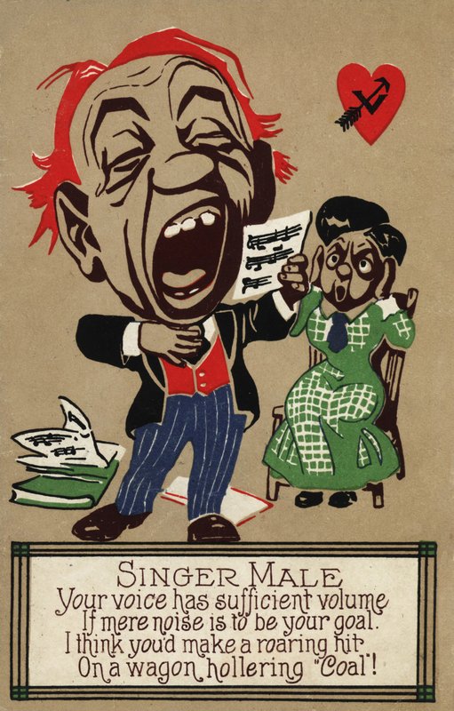 Den mandlige sanger (farve litho) af American School