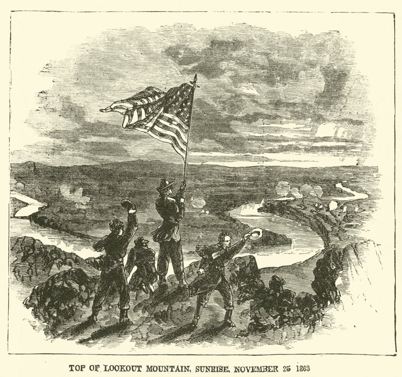 Toppen af Lookout Mountain, solopgang, 25. november 1863, november 1863 af American School