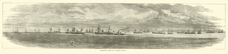 Transportflåde ud for Federal Point, december 1864 af American School