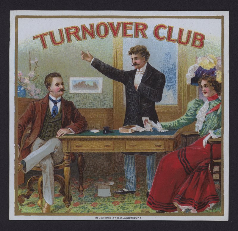 Turnover Club, cigaretiket (chromolitho) af American School