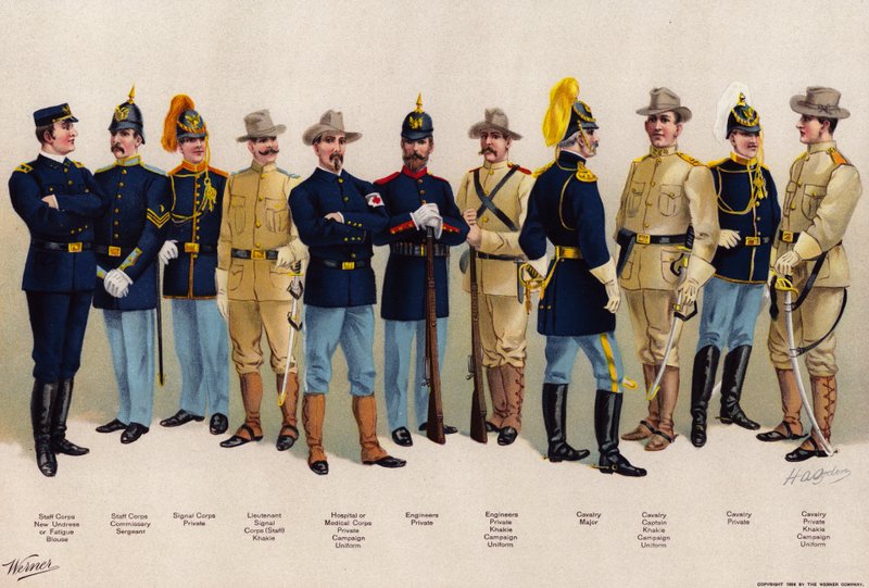 US Army, uniformer, 4 kavaleri, 2 ingeniører af American School