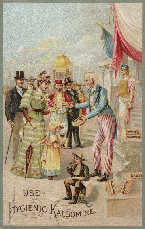 Onkel Sam distribuerer Kalsomine af American School