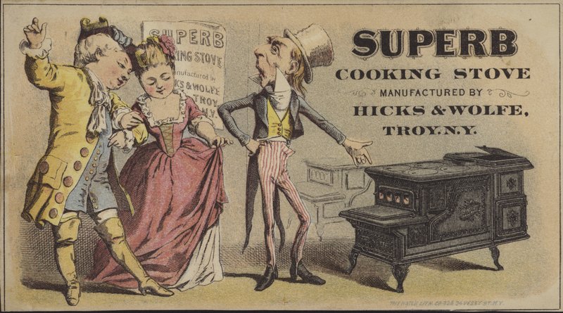 Onkel Sam sælger en fremragende komfur (chromolitho) af American School