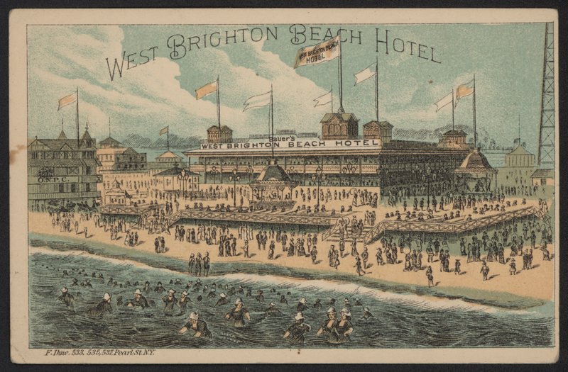 West Brighton Beach Hotel, USA (farvet gravering) af American School
