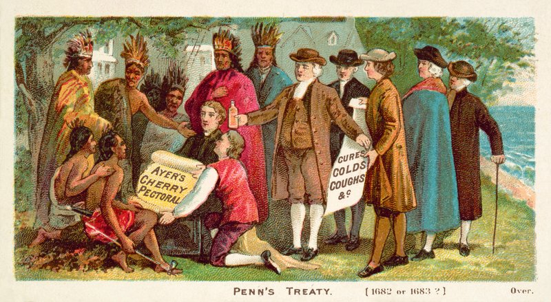 William Penns traktat med de nordamerikanske indianere, 1682 af American School