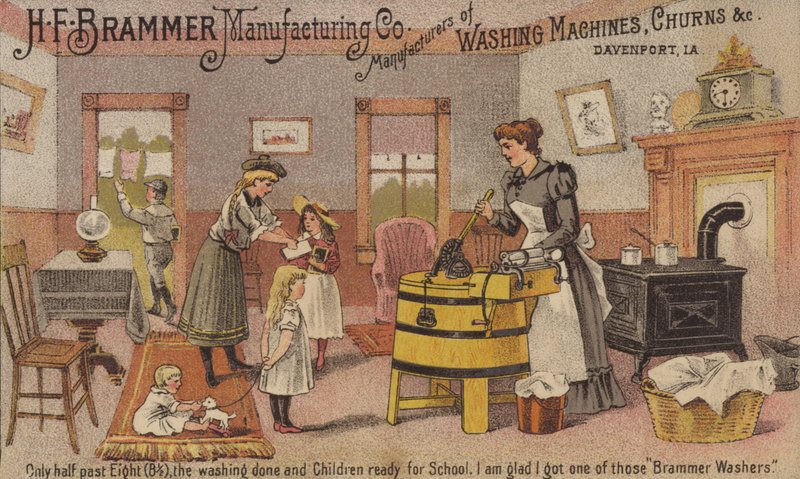 Kvinde, der bruger vaskemaskine af American School